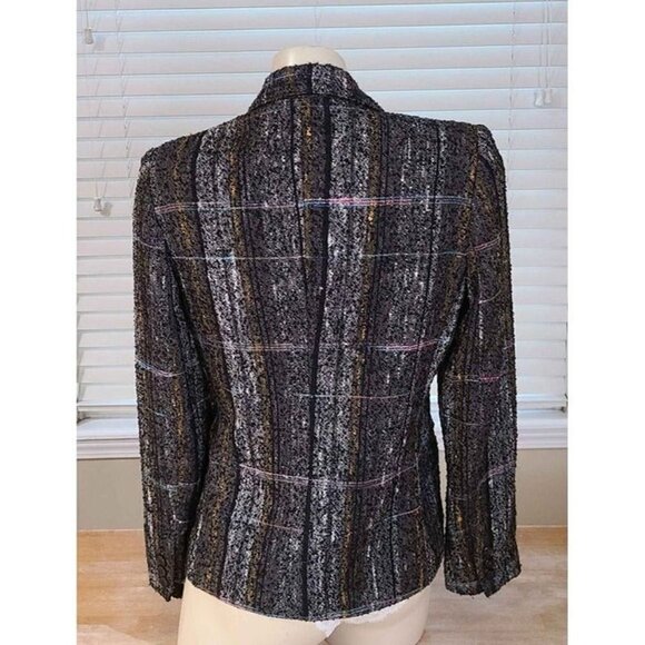 Judy's Place Blazer Black Multicolor with Oadded Shoulders Chest Size 6 - Picture 2 of 4